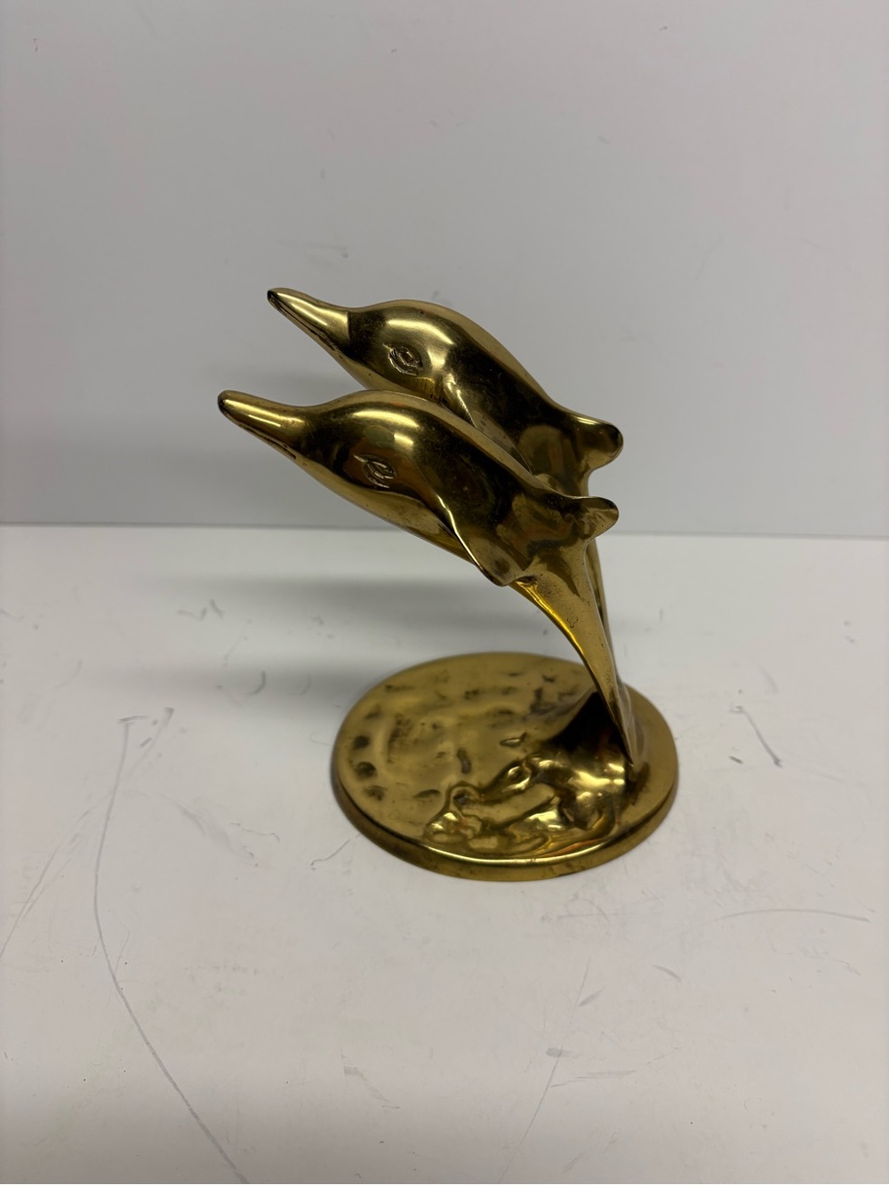 Vintage Brass Pair Of Dolphins figurines Decorative Home Art